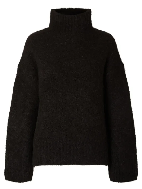 Strik>SELECTED HØJ HALS PULLOVER Black