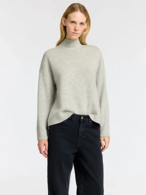 Strik>SELECTED HØJ HALS  STRIKTRØJE Grey