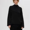 Strik>SELECTED HØJ HALS STRIKTRØJE Black