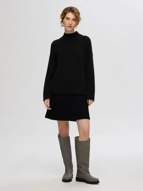 Strik>SELECTED HØJ HALS  STRIKTRØJE Black