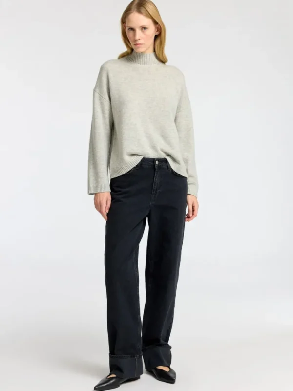 Strik>SELECTED HØJ HALS  STRIKTRØJE Grey