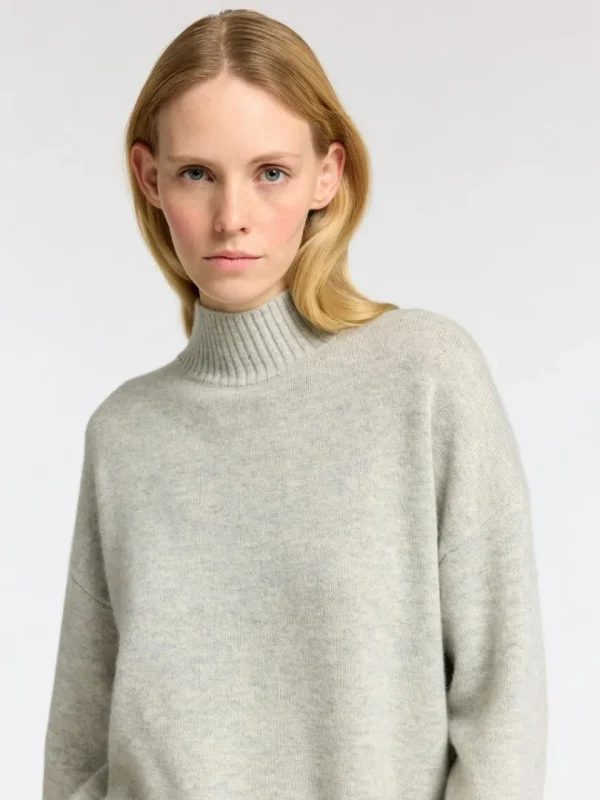 Strik>SELECTED HØJ HALS  STRIKTRØJE Grey