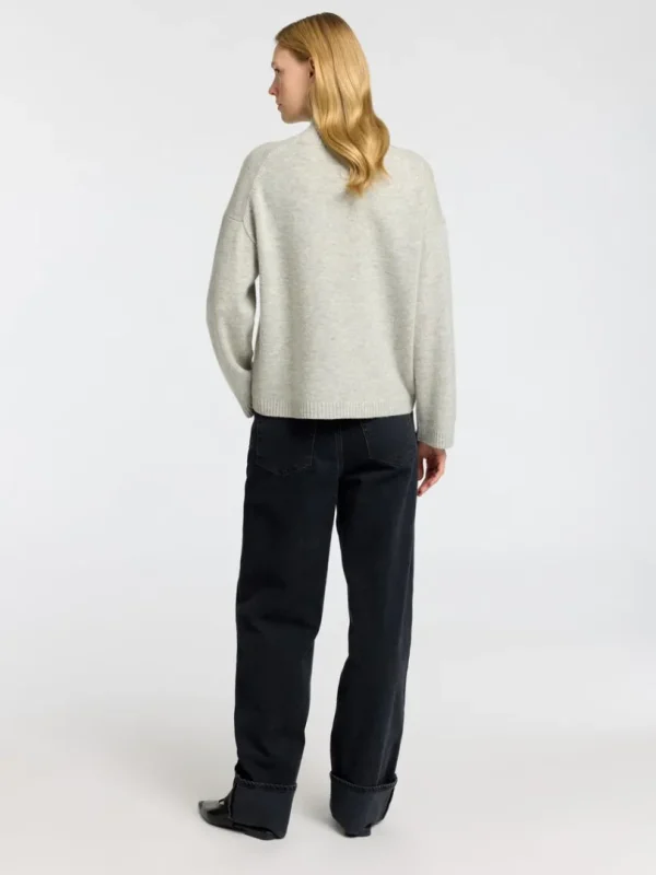 Strik>SELECTED HØJ HALS  STRIKTRØJE Grey