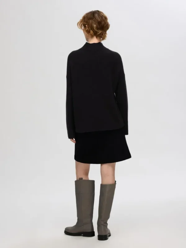 Strik>SELECTED HØJ HALS  STRIKTRØJE Black