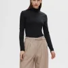 T-shirts | Toppe Og Bluser>SELECTED - HØJ HALS TOP Black