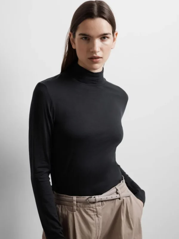 T-shirts | Toppe Og Bluser>SELECTED - HØJ HALS TOP Black