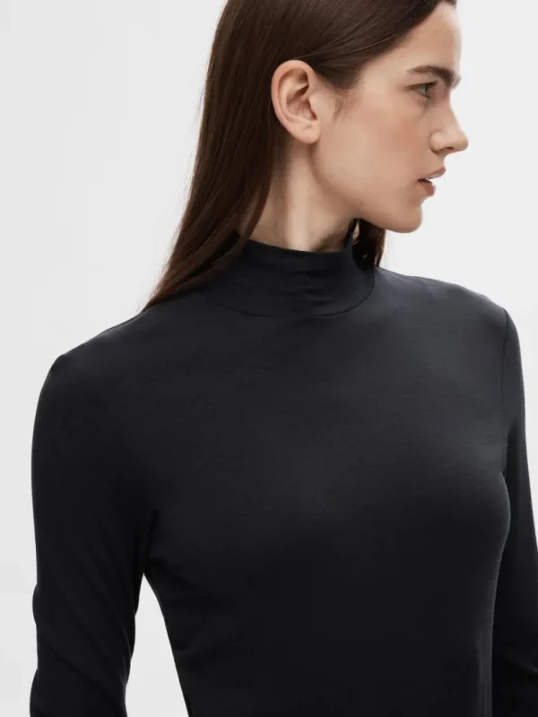 T-shirts | Toppe Og Bluser>SELECTED - HØJ HALS TOP Black