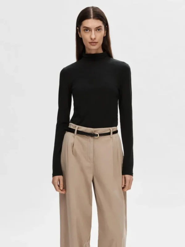 T-shirts>SELECTED HØJ HALS T-SHIRT Black