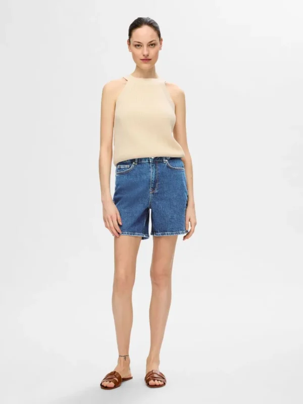 Shorts>SELECTED HØJTALJEDE DENIMSHORTS Blue