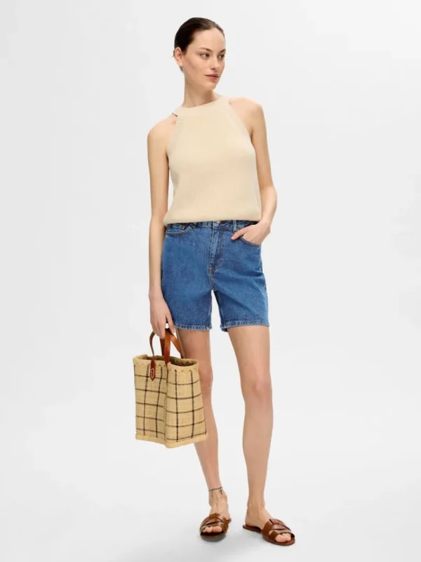 Shorts>SELECTED HØJTALJEDE DENIMSHORTS Blue