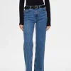 Jeans>SELECTED HØJTALJET JEANS MED VIDE BEN Blue