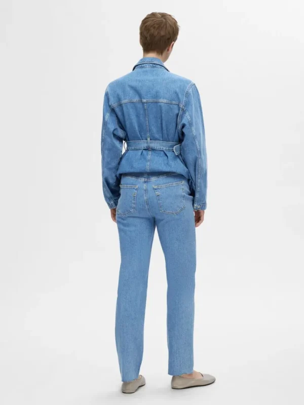 Jeans>SELECTED HØJTALJET STRAIGHT FIT JEANS Blue