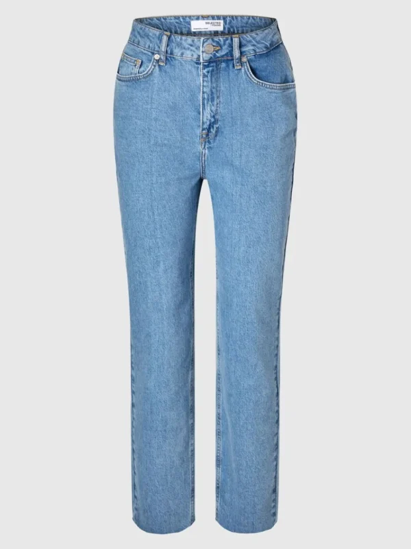 Jeans>SELECTED HØJTALJET STRAIGHT FIT JEANS Blue
