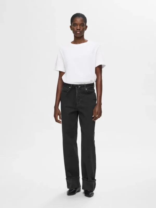 Jeans>SELECTED HØJTALJET WIDE FIT JEANS Black