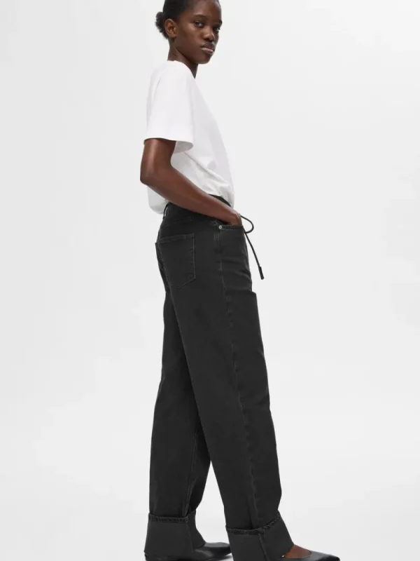 Jeans>SELECTED HØJTALJET WIDE FIT JEANS Black