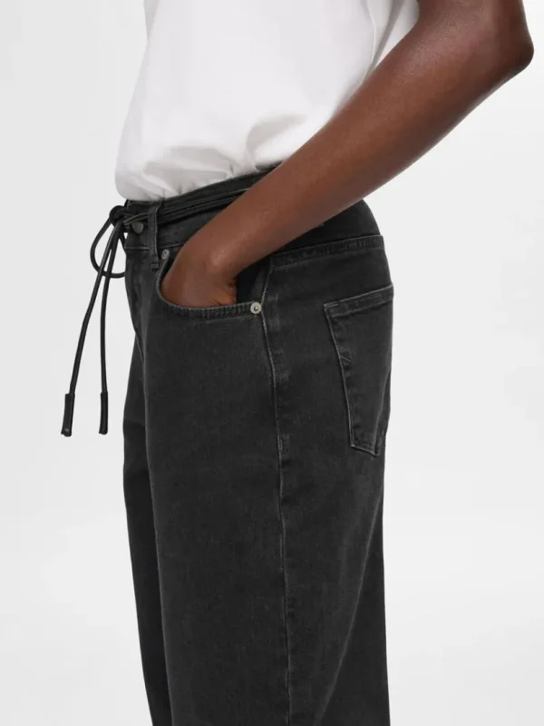 Jeans>SELECTED HØJTALJET WIDE FIT JEANS Black