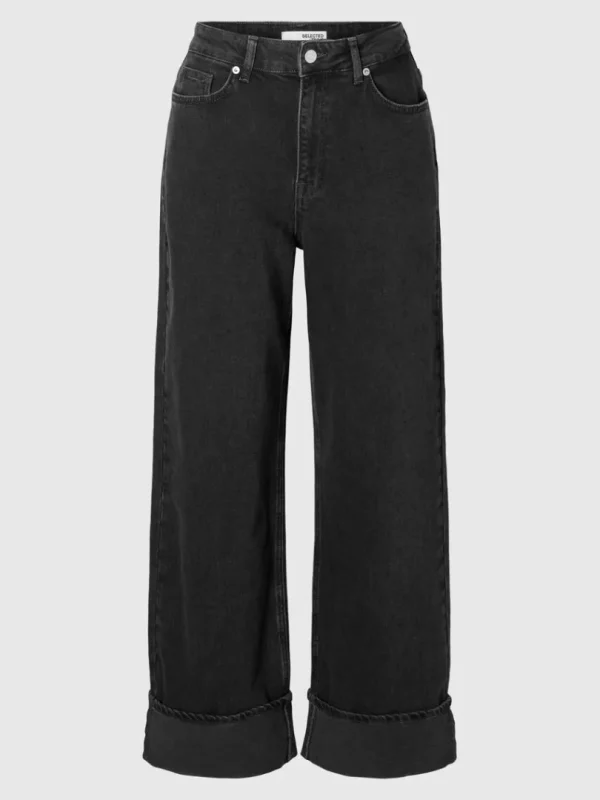 Jeans>SELECTED HØJTALJET WIDE FIT JEANS Black