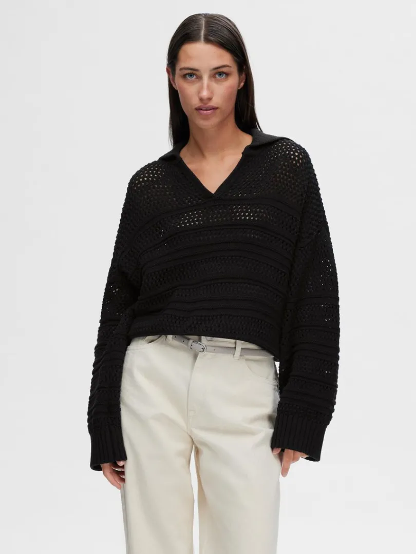hklestil_pullover_0-1.webp Strik>SELECTED HÆKLESTIL PULLOVER Black