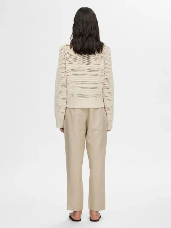 Strik>SELECTED HÆKLESTIL PULLOVER Beige