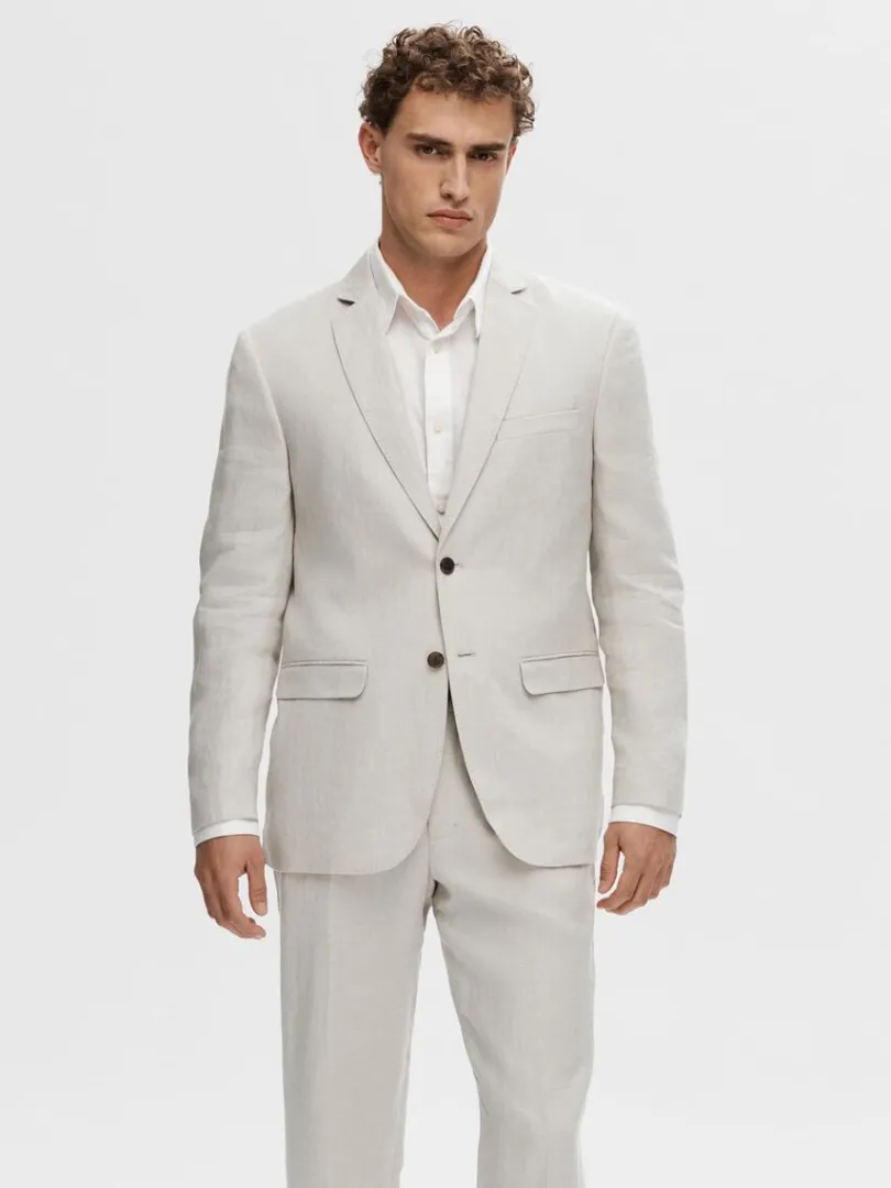 hr_blazer_0-1.webp Jakkesæt & Blazers>SELECTED 100% HØR BLAZER Beige