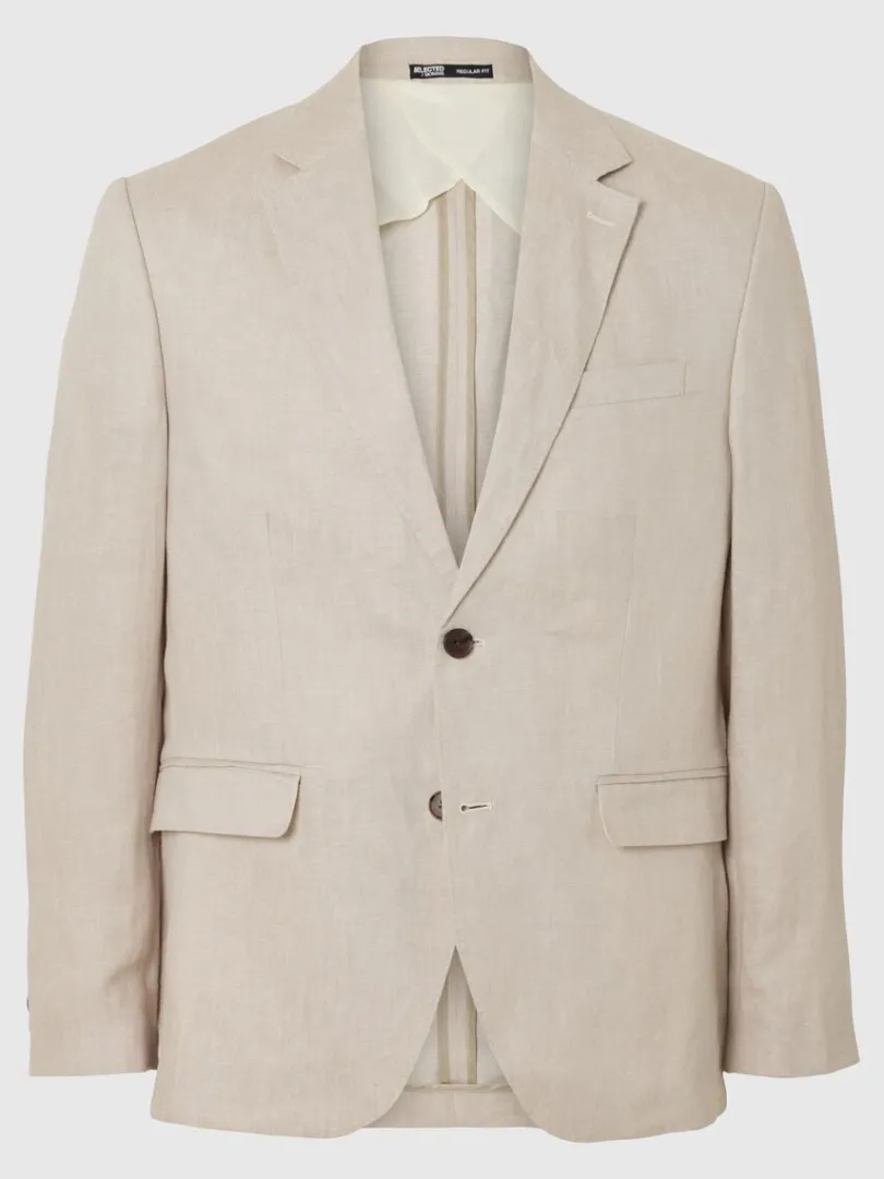 hr_blazer_4-1.webp Jakkesæt & Blazers>SELECTED 100% HØR BLAZER Beige
