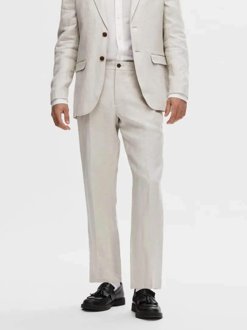 hr_habitbukser_0-2.webp Bukser | Jakkesæt & Blazers>SELECTED 100% HØR HABITBUKSER Beige