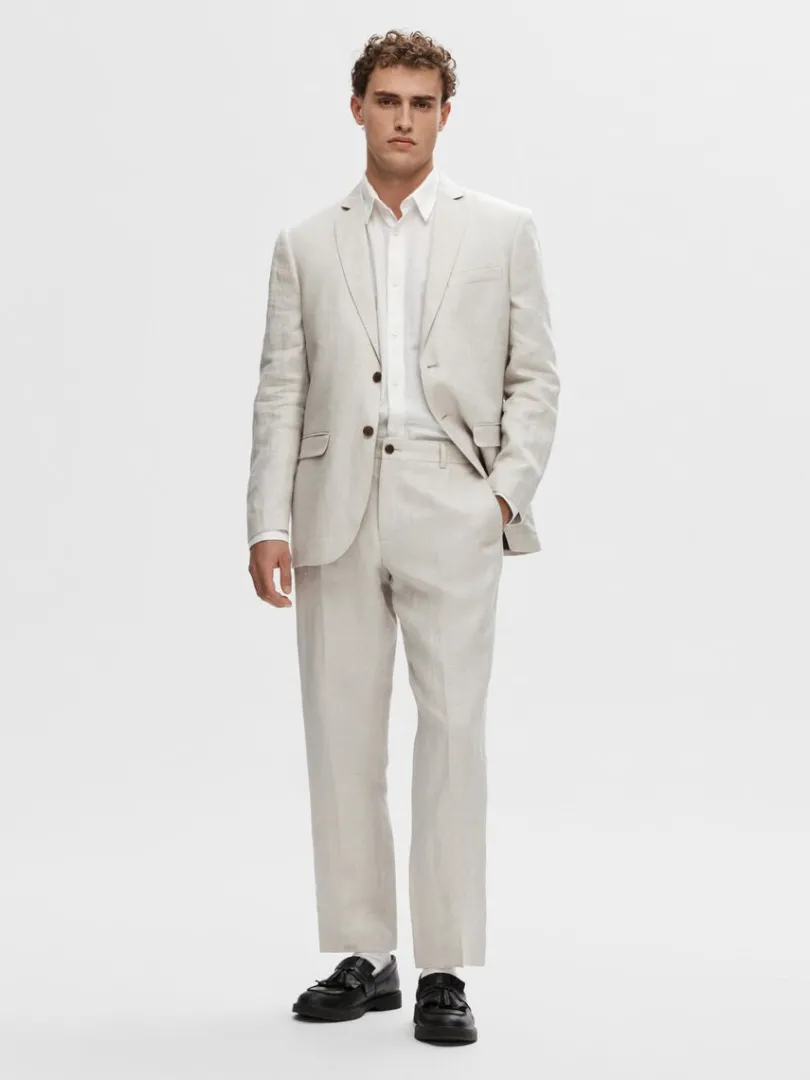 hr_habitbukser_1-2.webp Bukser | Jakkesæt & Blazers>SELECTED 100% HØR HABITBUKSER Beige
