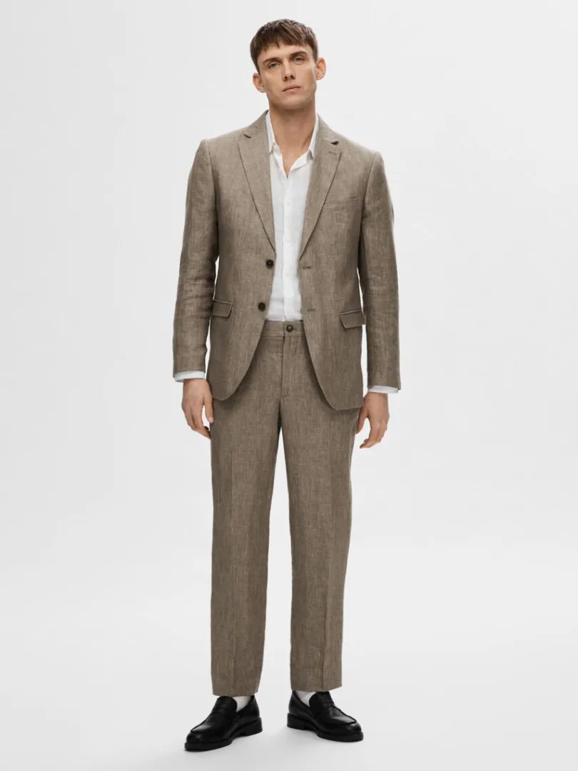 hr_habitbukser_2.webp Bukser | Jakkesæt & Blazers>SELECTED 100% HØR HABITBUKSER Brown