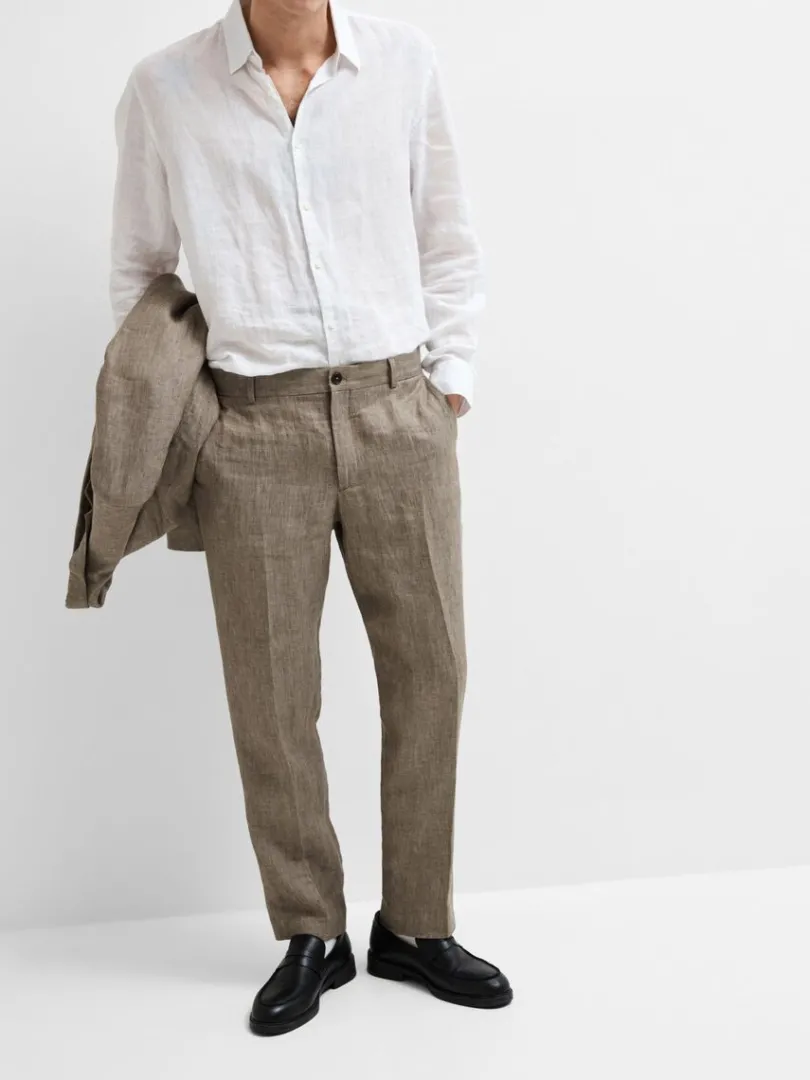 hr_habitbukser_3.webp Bukser | Jakkesæt & Blazers>SELECTED 100% HØR HABITBUKSER Brown