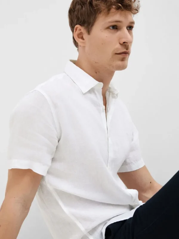 Skjorter>SELECTED 100% HØR KORTÆRMET SKJORTE White