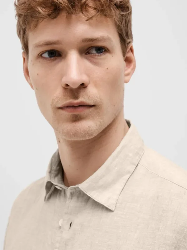 Skjorter>SELECTED 100% HØR KORTÆRMET SKJORTE Beige