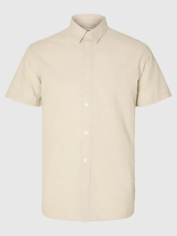 Skjorter>SELECTED 100% HØR KORTÆRMET SKJORTE Beige
