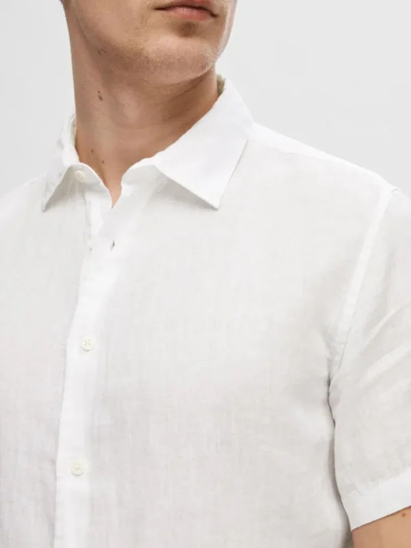 Skjorter>SELECTED 100% HØR KORTÆRMET SKJORTE White