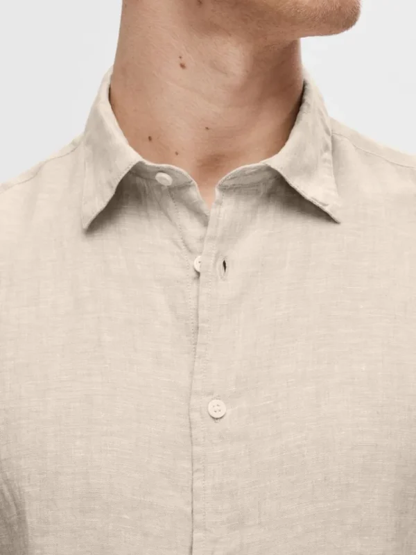 Skjorter>SELECTED 100% HØR KORTÆRMET SKJORTE Beige