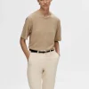 T-shirts>SELECTED HØR T-SHIRT Beige
