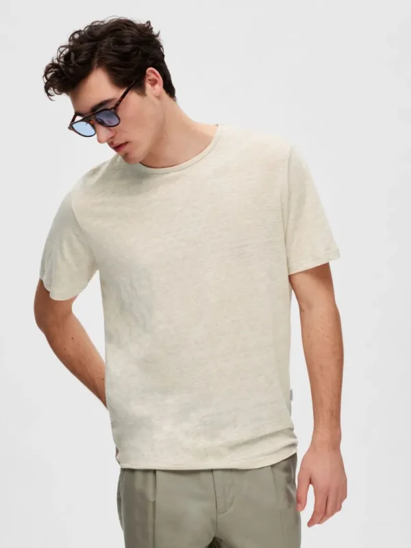 T-shirts>SELECTED HØR T-SHIRT Beige