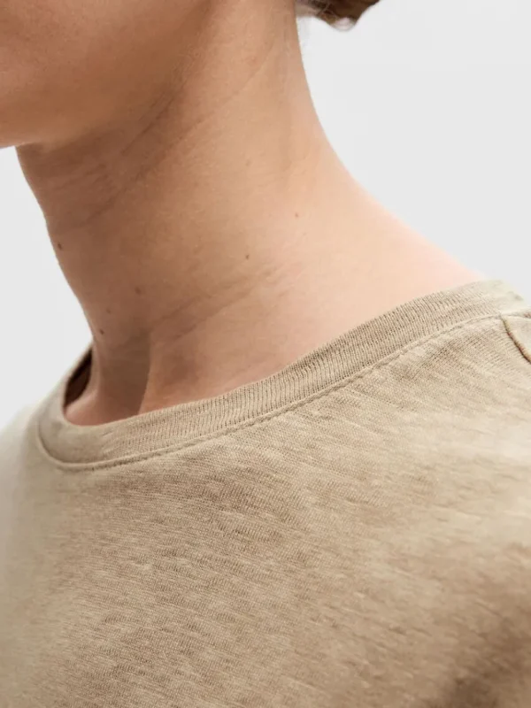 T-shirts>SELECTED HØR T-SHIRT Beige