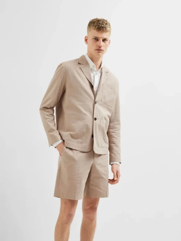 Jakkesæt & Blazers>SELECTED HYBRID BOMULD-SEERSUCKER BLAZER Beige
