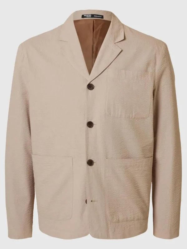 Jakkesæt & Blazers>SELECTED HYBRID BOMULD-SEERSUCKER BLAZER Beige