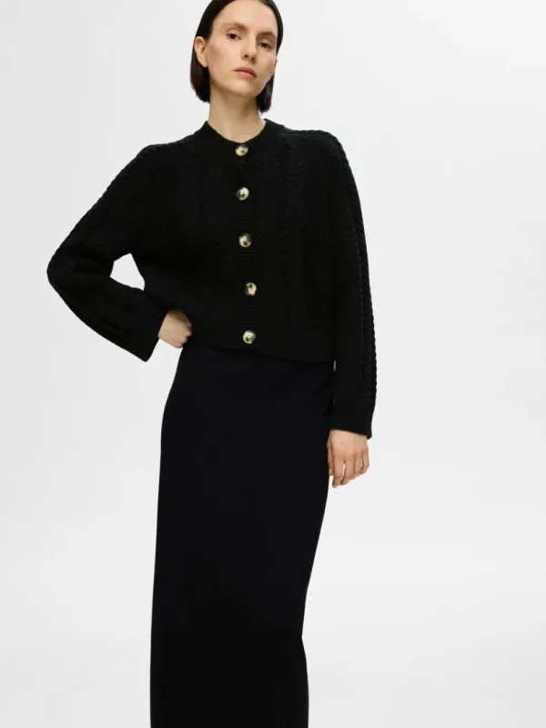 Strik>SELECTED KABELSTRIK CARDIGAN Black