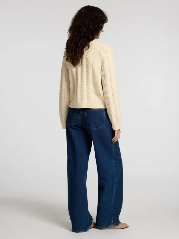 Strik>SELECTED KABELSTRIK CARDIGAN Beige