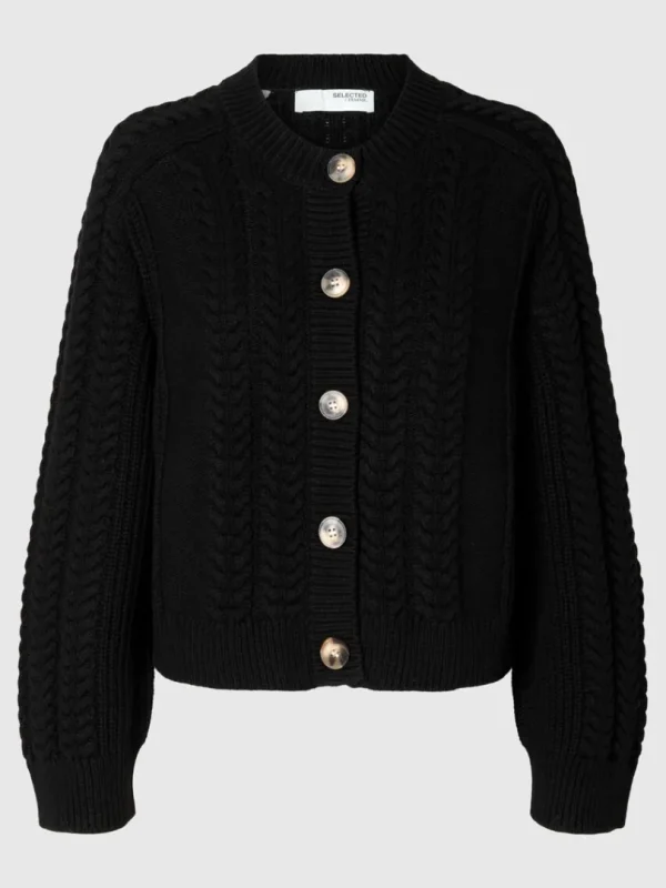 Strik>SELECTED KABELSTRIK CARDIGAN Black