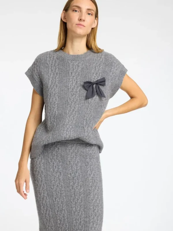 Nederdele>SELECTED KABELSTRIK MIDINEDERDEL Grey