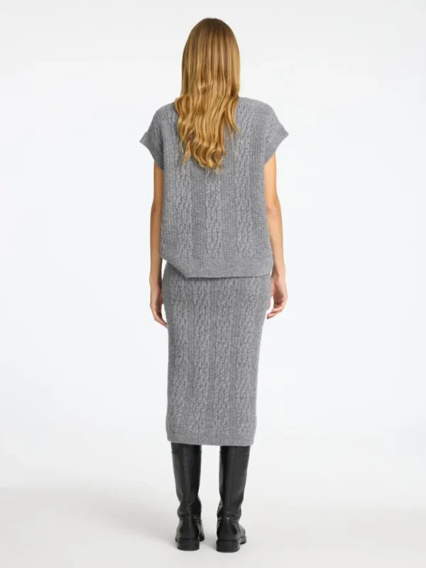 Nederdele>SELECTED KABELSTRIK MIDINEDERDEL Grey