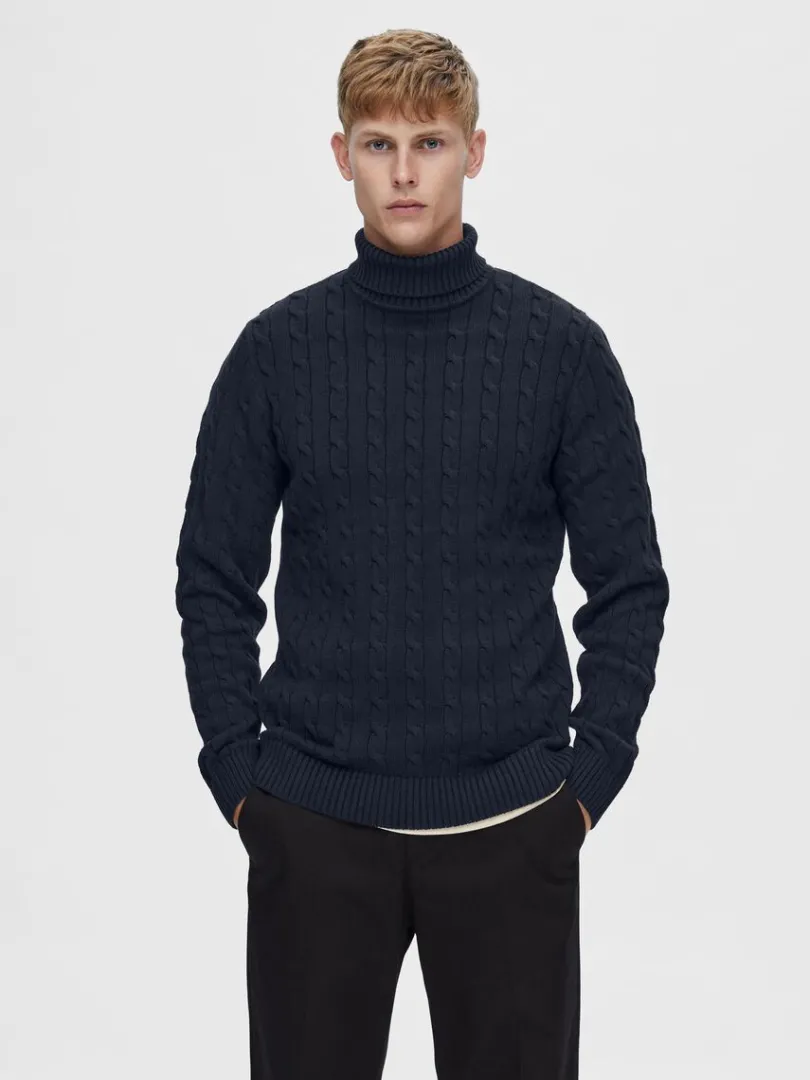 kabelstrik_pullover_0-1.webp Strik>SELECTED KABELSTRIK PULLOVER Blue