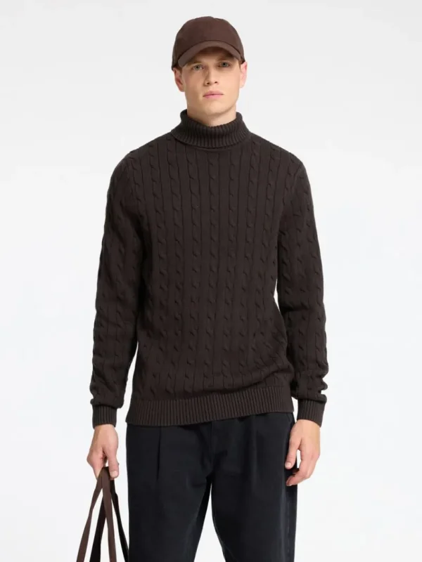 Strik>SELECTED KABELSTRIK PULLOVER Brown