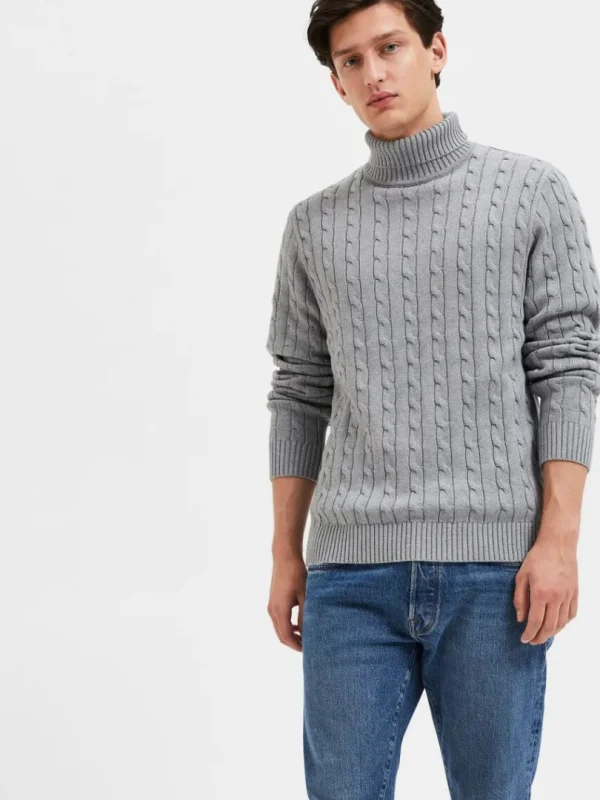 Strik>SELECTED KABELSTRIK PULLOVER Grey