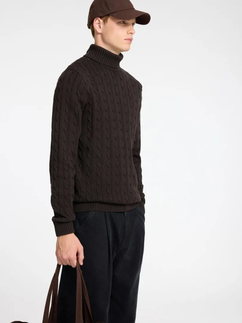 kabelstrik_pullover_2-4.webp Strik>SELECTED KABELSTRIK PULLOVER Brown