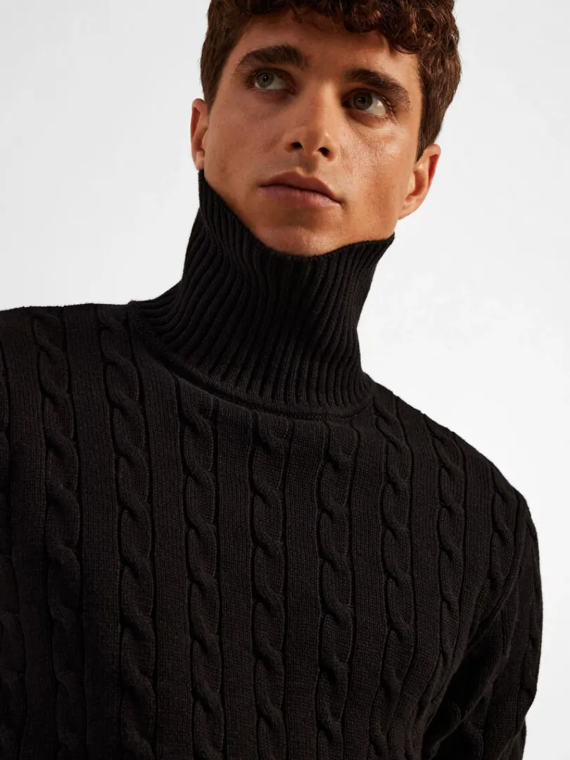 kabelstrik_pullover_2.webp Strik>SELECTED KABELSTRIK PULLOVER Black