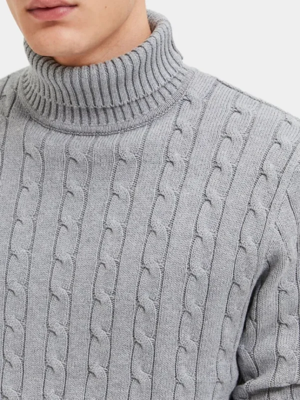 Strik>SELECTED KABELSTRIK PULLOVER Grey